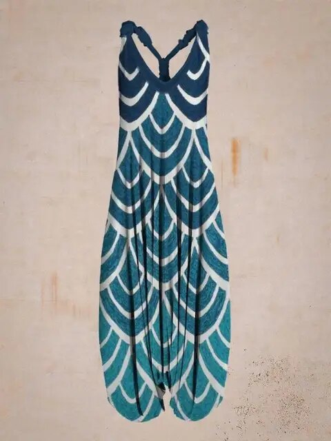 Combinaison Bohémienne Femme - Col Halter - Coupe Ample - Style Harem - Longueur Complète - Aurelles