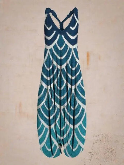 Combinaison Bohémienne Femme - Col Halter - Coupe Ample - Style Harem - Longueur Complète - Aurelles