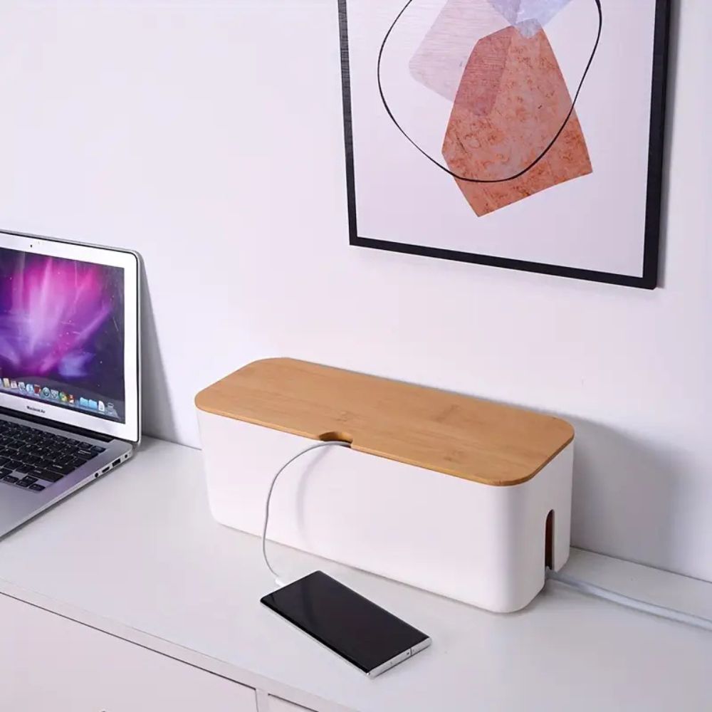 Terra – Boîte Organisatrice de Câbles en Bambou Cord Tidy