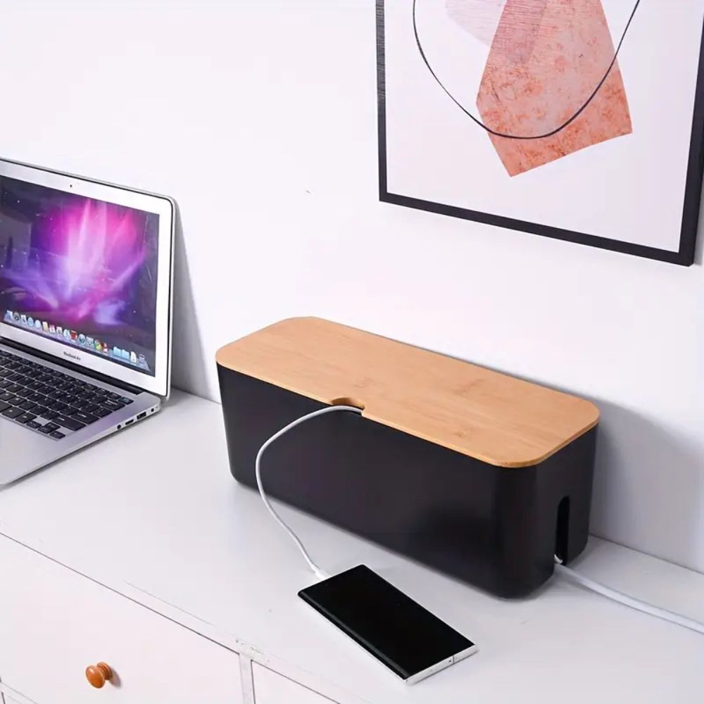 Terra – Boîte Organisatrice de Câbles en Bambou Cord Tidy