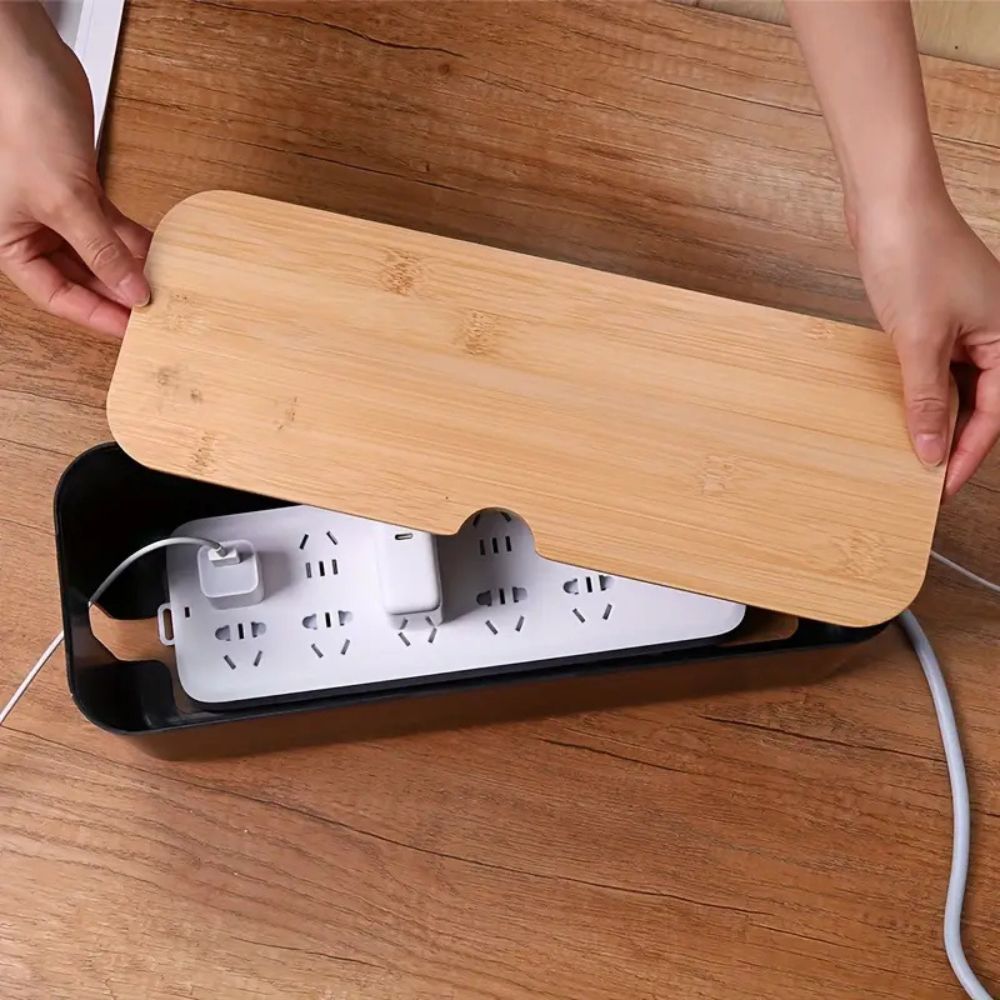 Terra – Boîte Organisatrice de Câbles en Bambou Cord Tidy