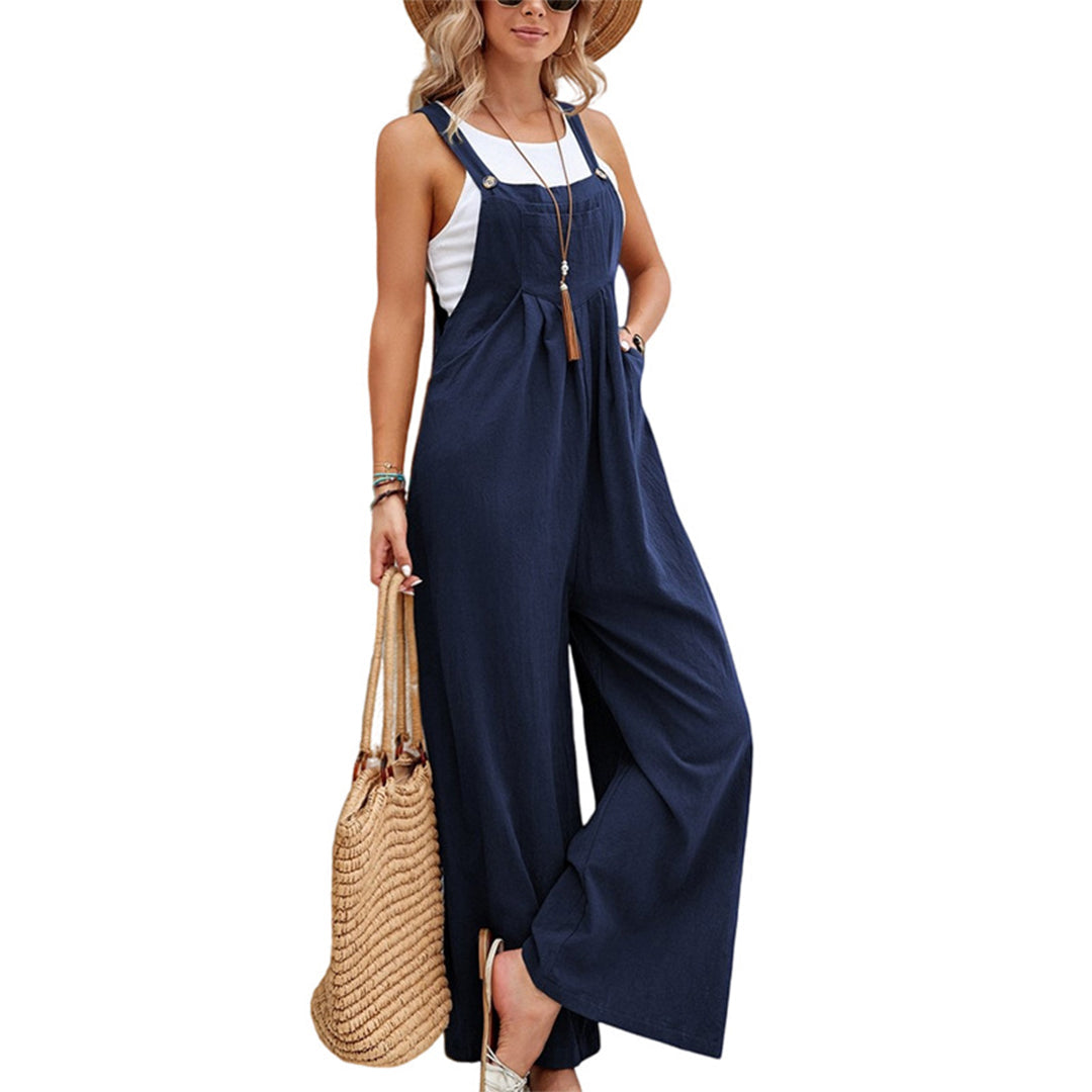 Combinaison Femme - Lin Coton Léger - Sans Manches - Jambes Larges - Bretelles Ajustables - Aurelles