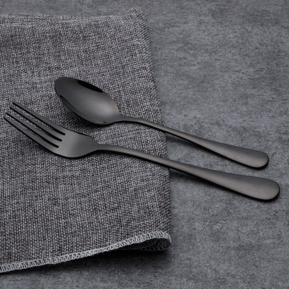 Ménagère Complète en Acier Inoxydable Noir Mat Couverts de Table Modernes pour Dîners et Réceptions
