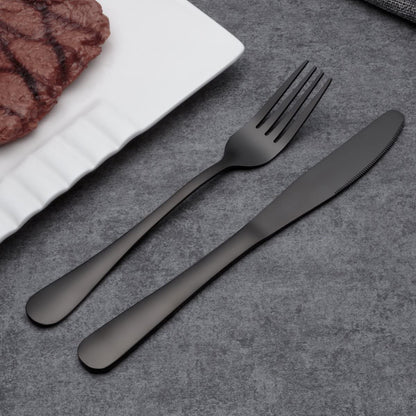 Ménagère Complète en Acier Inoxydable Noir Mat Couverts de Table Modernes pour Dîners et Réceptions