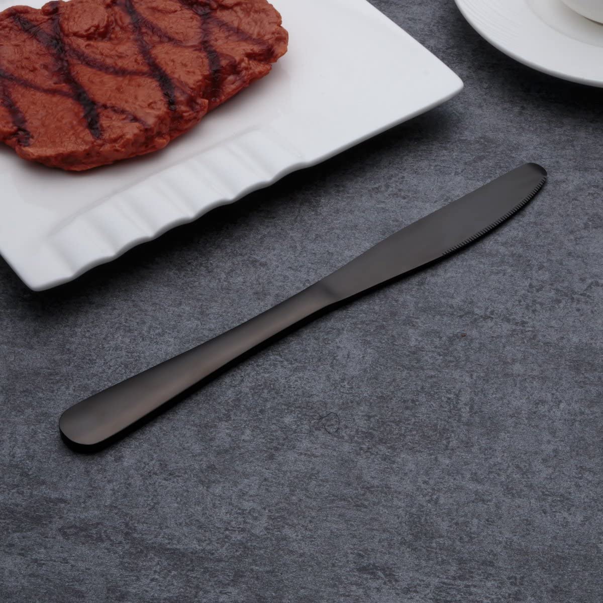 Ménagère Complète en Acier Inoxydable Noir Mat Couverts de Table Modernes pour Dîners et Réceptions