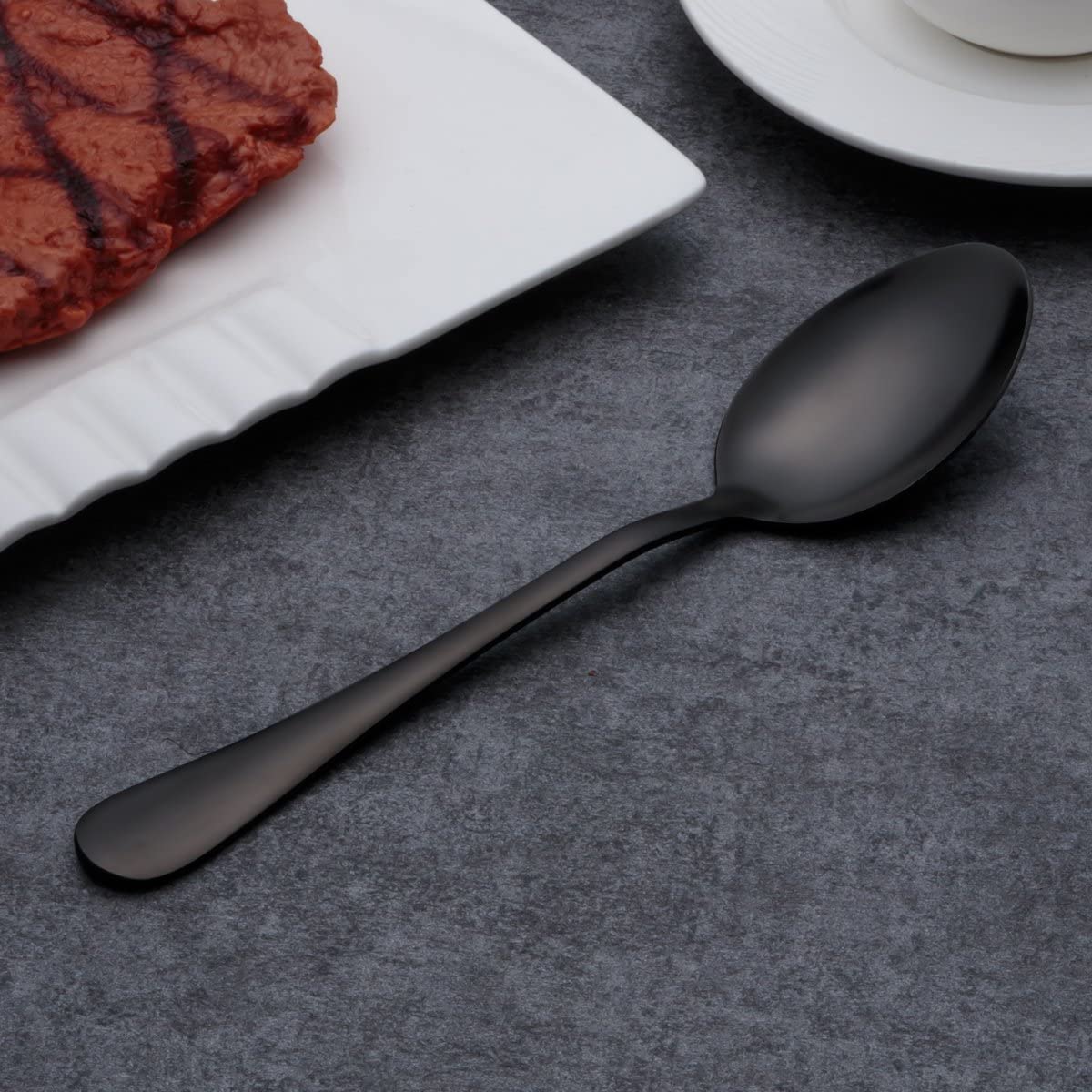 Ménagère Complète en Acier Inoxydable Noir Mat Couverts de Table Modernes pour Dîners et Réceptions