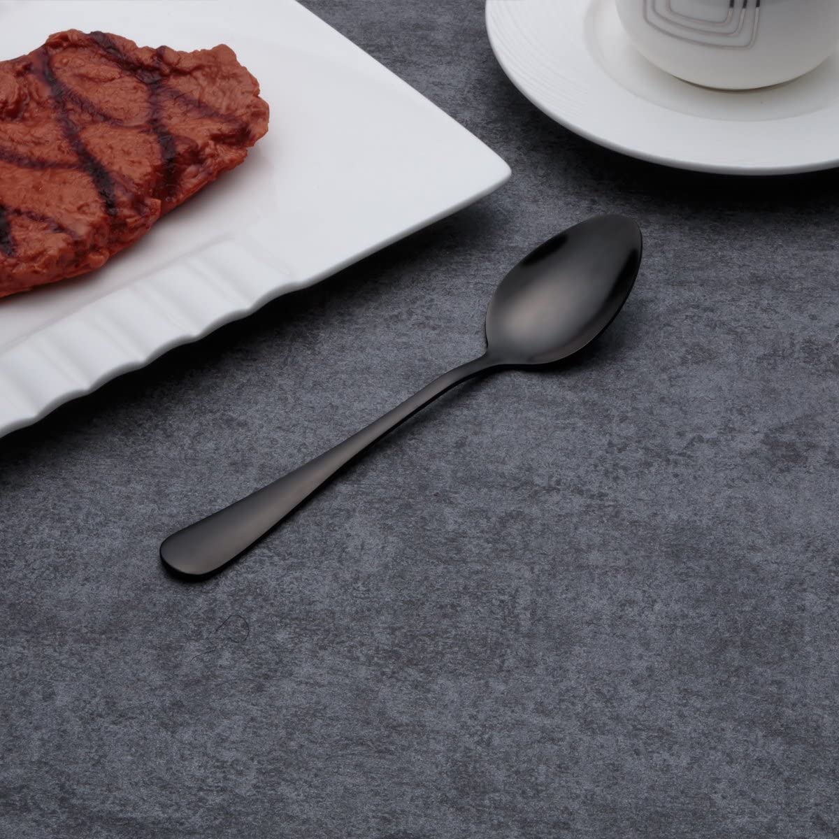 Ménagère Complète en Acier Inoxydable Noir Mat Couverts de Table Modernes pour Dîners et Réceptions