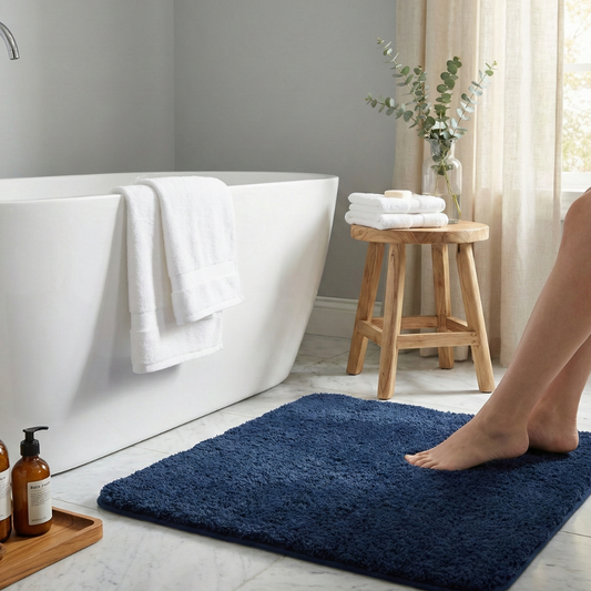 Tapis de Bain en Microfibre Ultra-Douce Antidérapant Absorbant pour Salle de Bain Lavable Machine