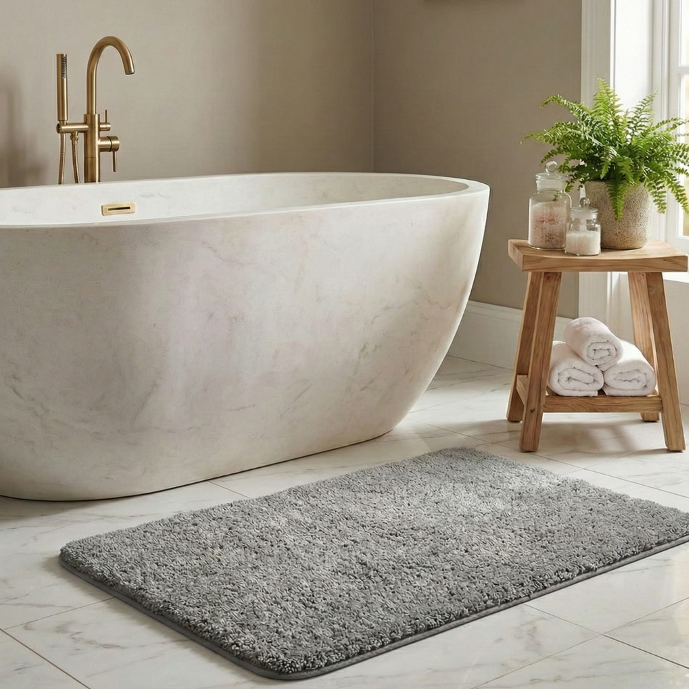 Tapis de Bain en Microfibre Ultra-Douce Antidérapant Absorbant pour Salle de Bain Lavable Machine