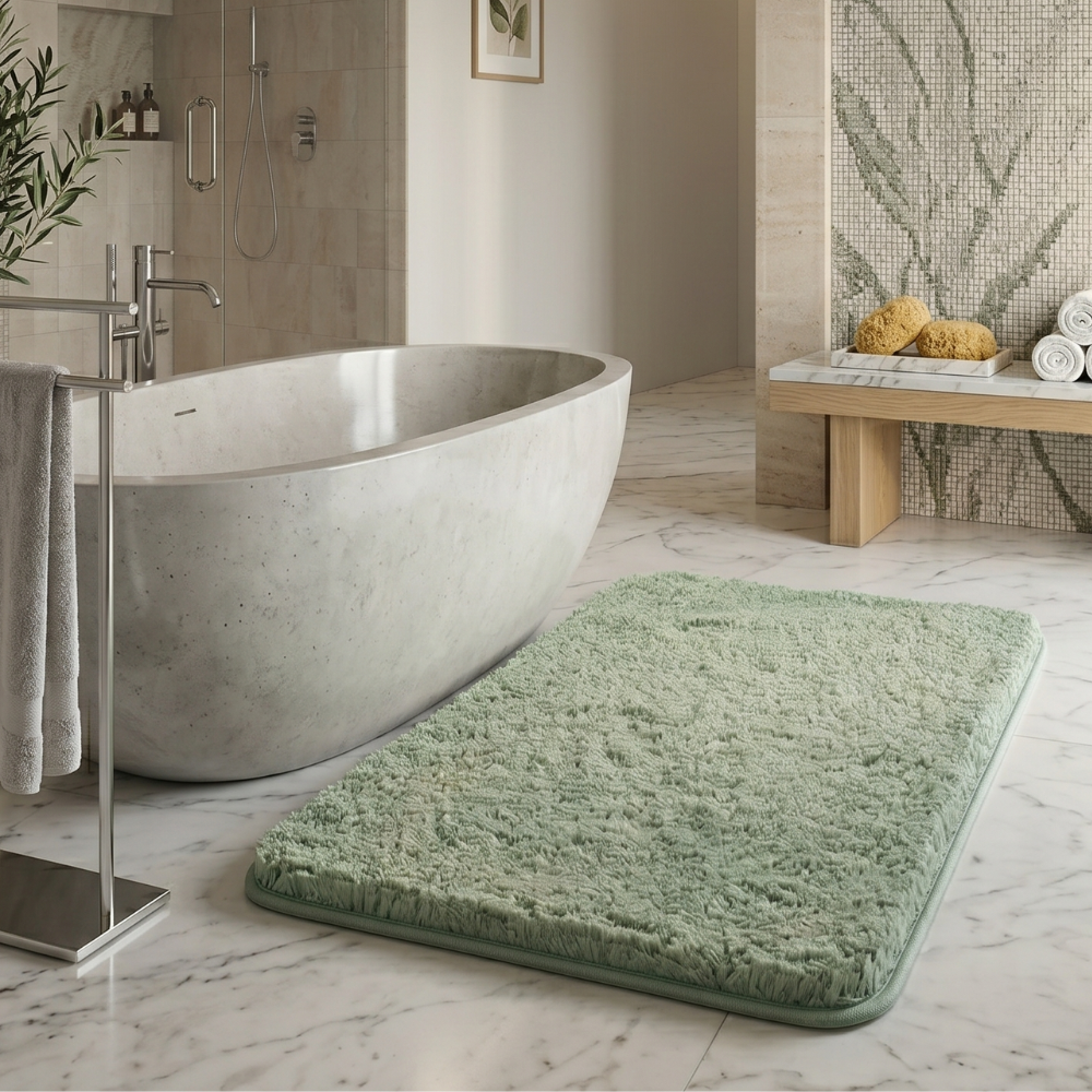 Tapis de Bain en Microfibre Ultra-Douce Antidérapant Absorbant pour Salle de Bain Lavable Machine