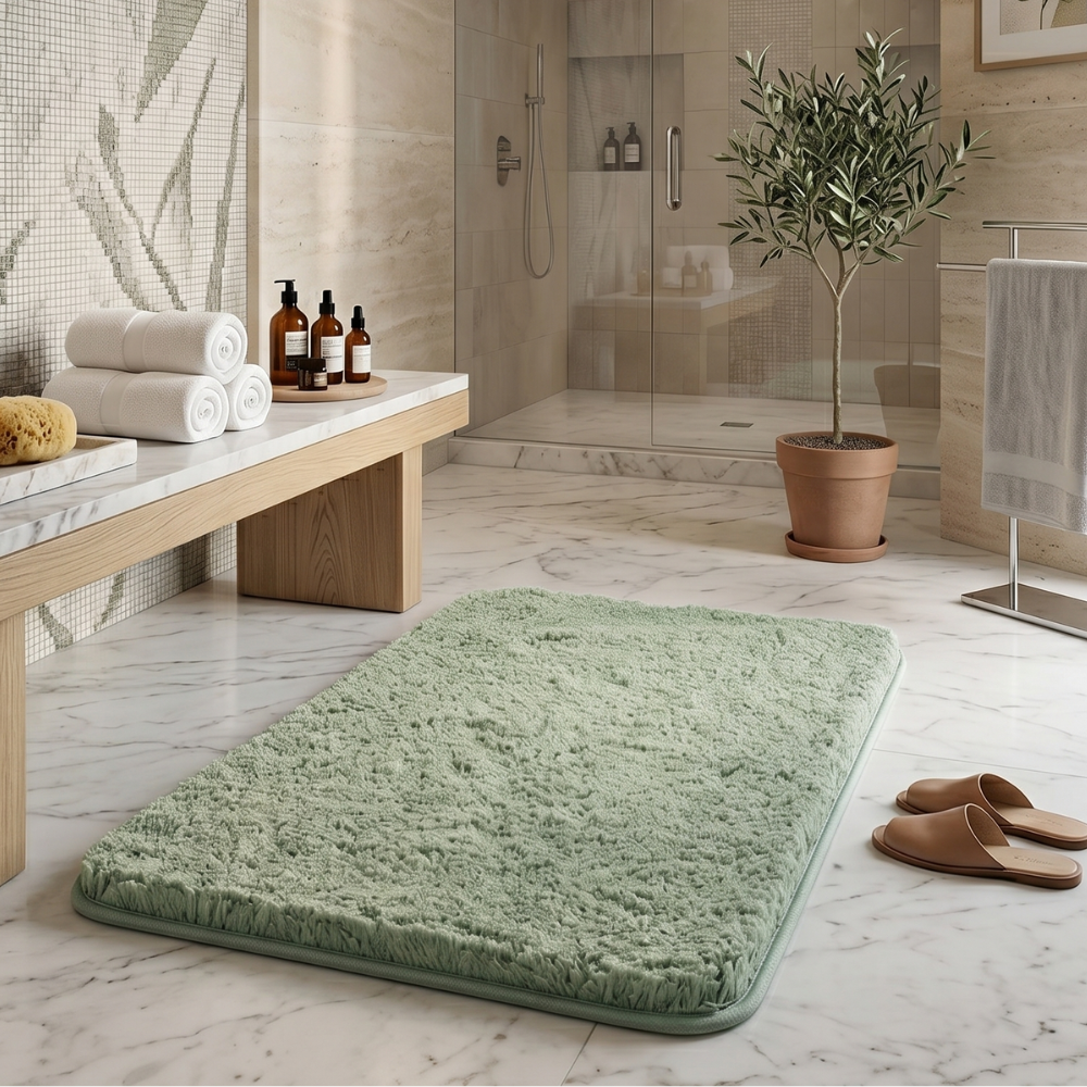 Tapis de Bain en Microfibre Ultra-Douce Antidérapant Absorbant pour Salle de Bain Lavable Machine