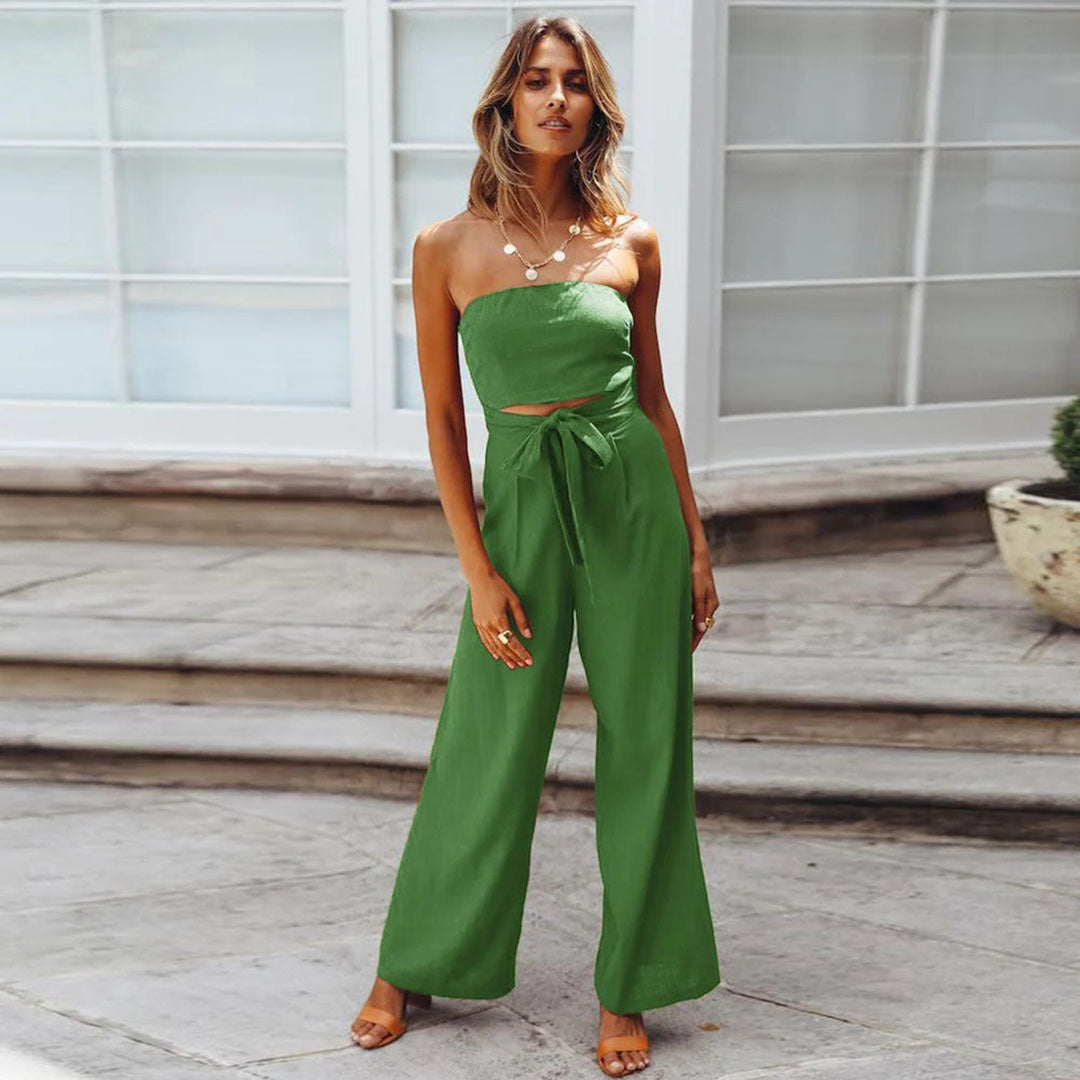 Combinaison Sans Manches pour Femmes - Pantalon Large - Taille Liée - Tissu Léger et Flottant - Aurelles