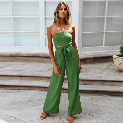 Combinaison Sans Manches pour Femmes - Pantalon Large - Taille Liée - Tissu Léger et Flottant - Aurelles