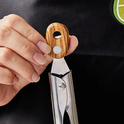 Pince de Cuisine en Acier Inoxydable avec Embouts en Bois Massif pour Cuisson Service et Manipulation Délicate