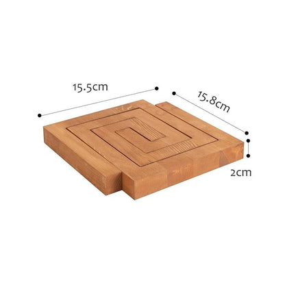 Set de 2 Dessous de Plat en Bois de Pin Massif Imbricables Motif Géométrique pour Protection de Table à Manger