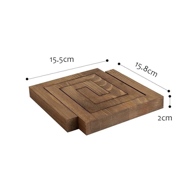 Set de 2 Dessous de Plat en Bois de Pin Massif Imbricables Motif Géométrique pour Protection de Table à Manger