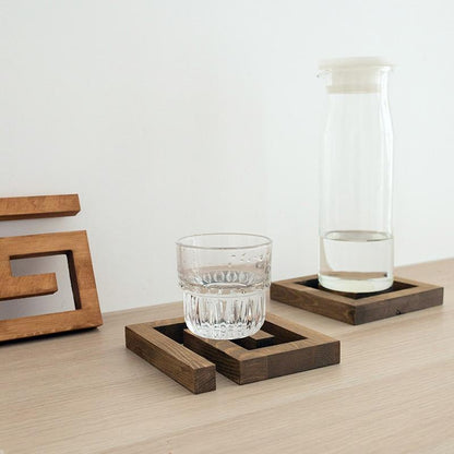 Set de 2 Dessous de Plat en Bois de Pin Massif Imbricables Motif Géométrique pour Protection de Table à Manger