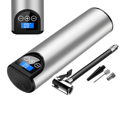 Compresseur d'Air Portatif Sans Fil Rechargeable USB avec Écran Numérique Arrêt Automatique pour Voiture Vélo et Ballons