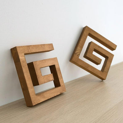 Set de 2 Dessous de Plat en Bois de Pin Massif Imbricables Motif Géométrique pour Protection de Table à Manger