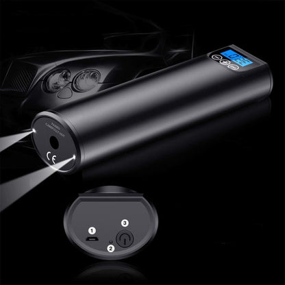 Compresseur d'Air Portatif Sans Fil Rechargeable USB avec Écran Numérique Arrêt Automatique pour Voiture Vélo et Ballons