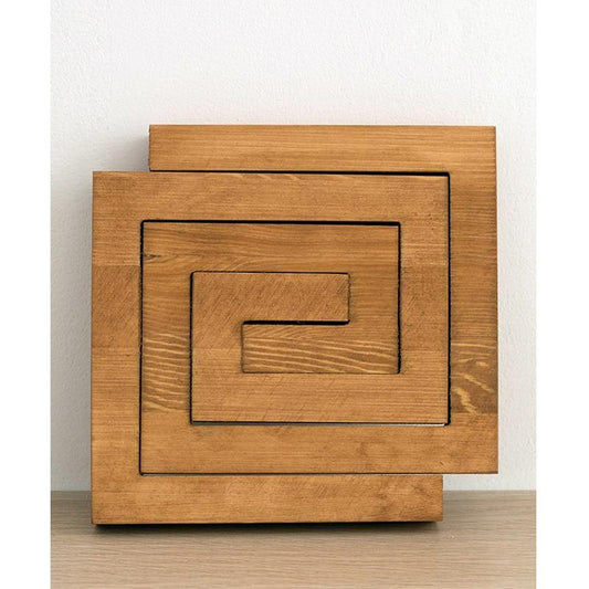 Set de 2 Dessous de Plat en Bois de Pin Massif Imbricables Motif Géométrique pour Protection de Table à Manger