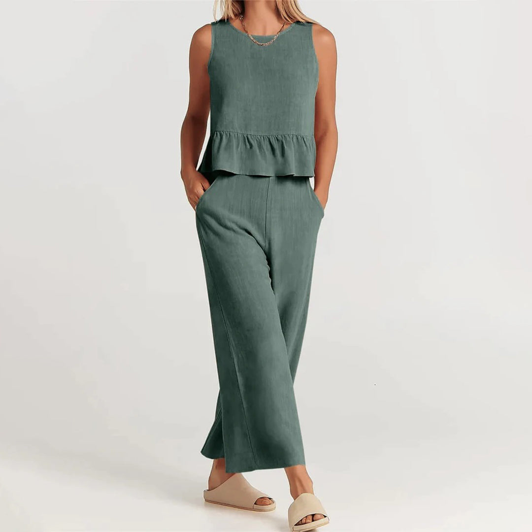 Combinaison Sans Manches Femme Légère et Chic Peplum - Aurelles