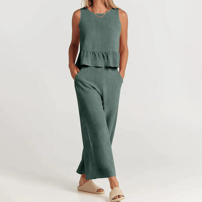 Combinaison Sans Manches Femme Légère et Chic Peplum - Aurelles
