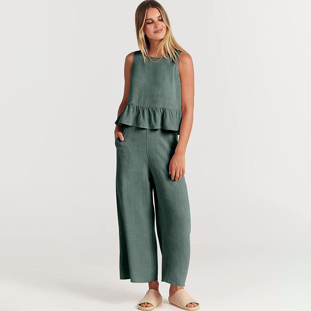 Combinaison Sans Manches Femme Légère et Chic Peplum - Aurelles