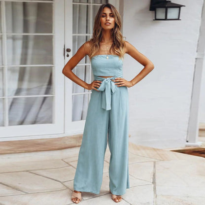 Combinaison Sans Manches pour Femmes - Pantalon Large - Taille Liée - Tissu Léger et Flottant - Aurelles
