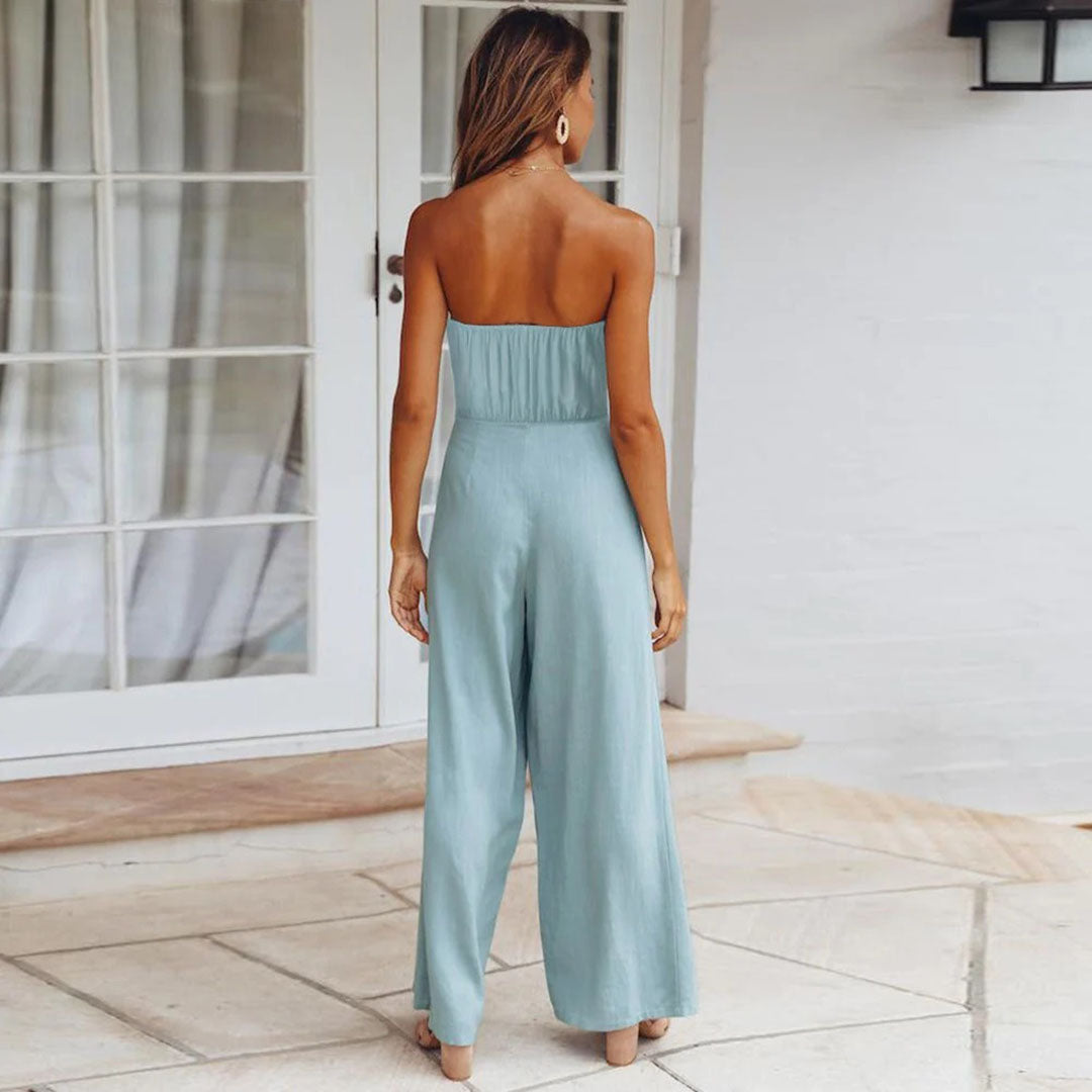 Combinaison Sans Manches pour Femmes - Pantalon Large - Taille Liée - Tissu Léger et Flottant - Aurelles