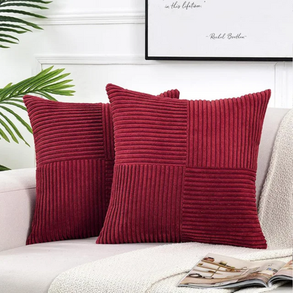Housse de Coussin Décorative 45x45 cm en Velours Côtelé à Motif Patchwork pour Canapé Lit et Décoration Intérieure