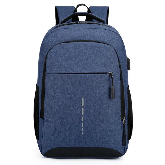 Sac à Dos Urbain Homme Léger Imperméable avec Port USB Compartiment Ordinateur Bande Réfléchissante et Poches Latérales