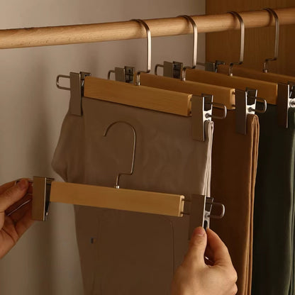Velora – Cintres à Pantalons en Bois Premium avec Pinces Élégants