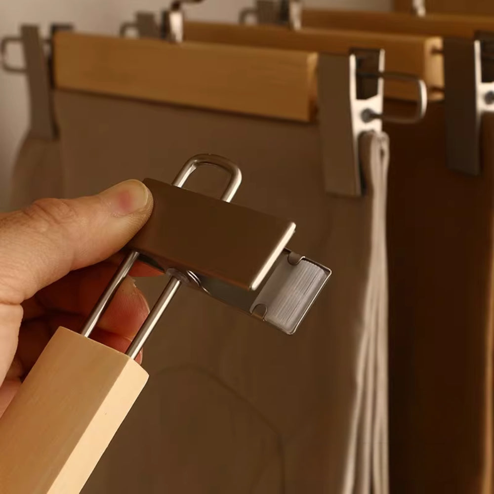 Velora – Cintres à Pantalons en Bois Premium avec Pinces Élégants
