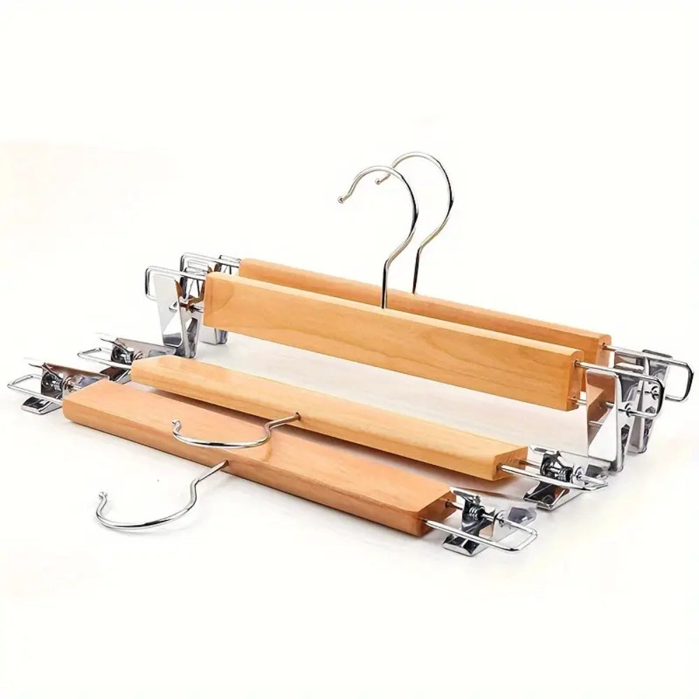 Velora – Cintres à Pantalons en Bois Premium avec Pinces Élégants