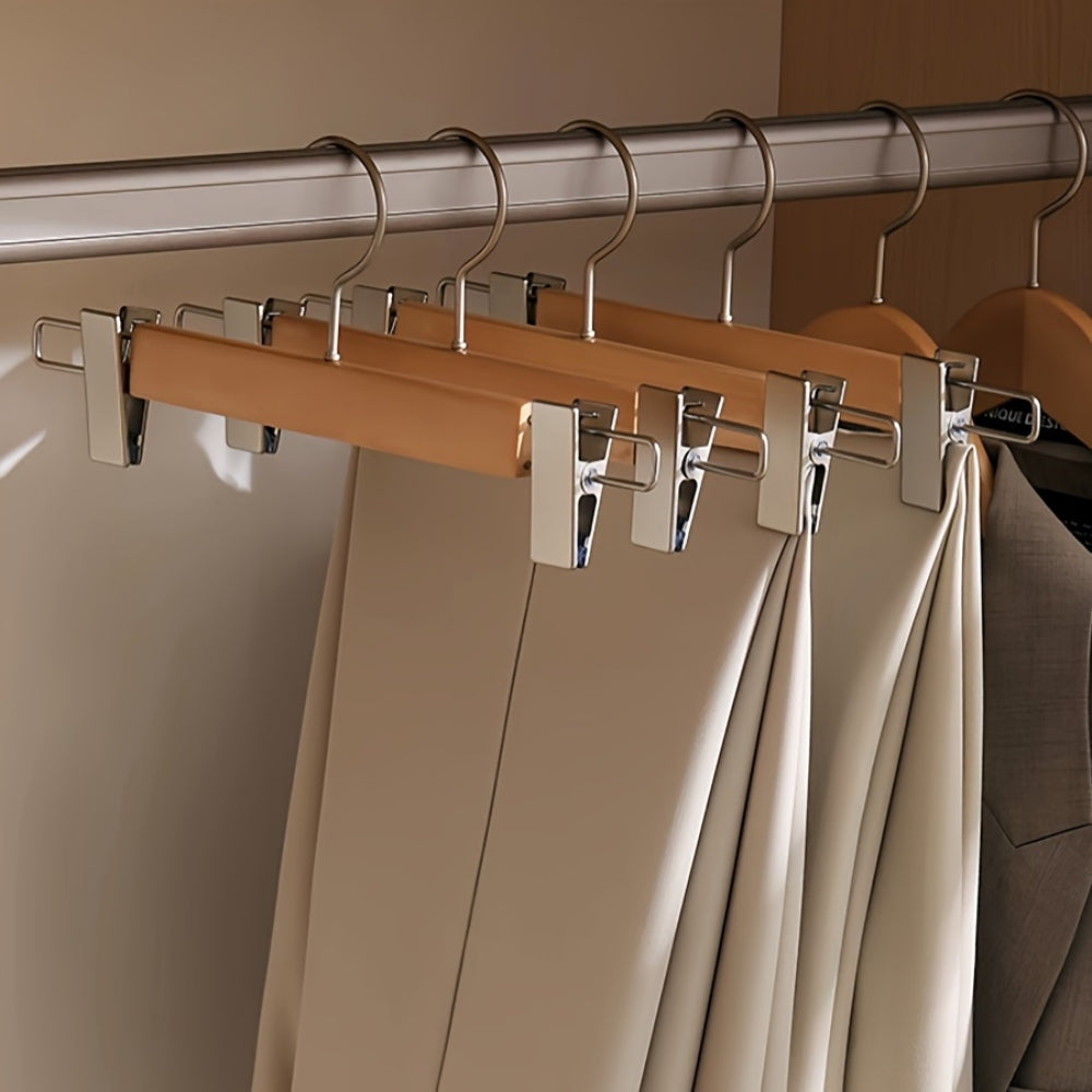 Velora – Cintres à Pantalons en Bois Premium avec Pinces Élégants