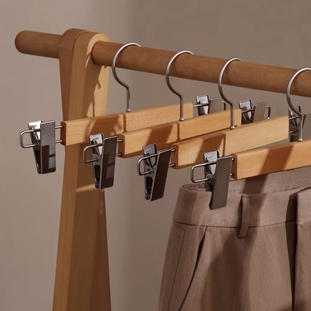 Velora – Cintres à Pantalons en Bois Premium avec Pinces Élégants