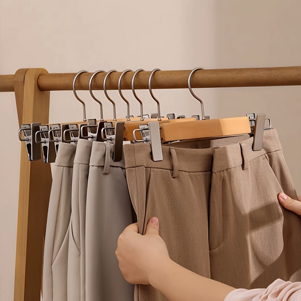 Velora – Cintres à Pantalons en Bois Premium avec Pinces Élégants