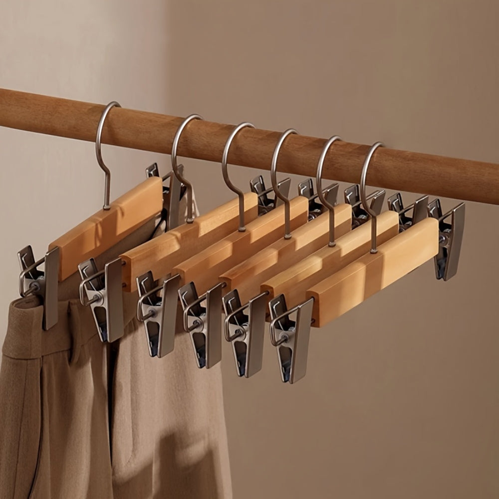 Velora – Cintres à Pantalons en Bois Premium avec Pinces Élégants