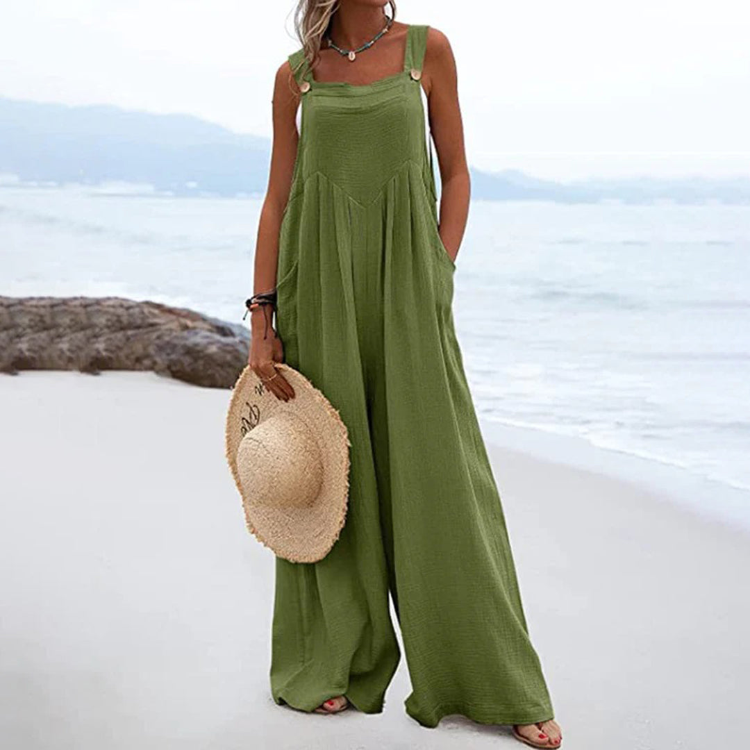 Combinaison Large Femme - Sans Manches - Col Carré - Coton Léger - Aurelles