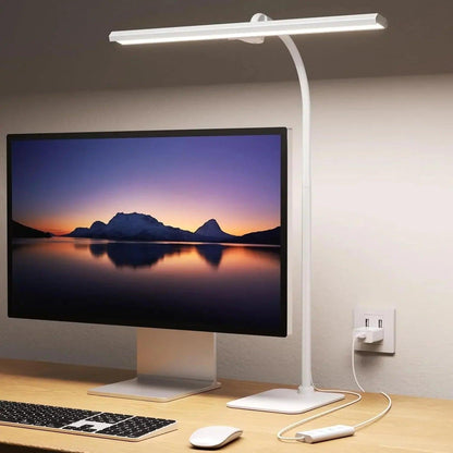 Lampe de Bureau LED à Barre Linéaire et Col Flexible avec Variateur d'Intensité pour Télétravail et Lecture