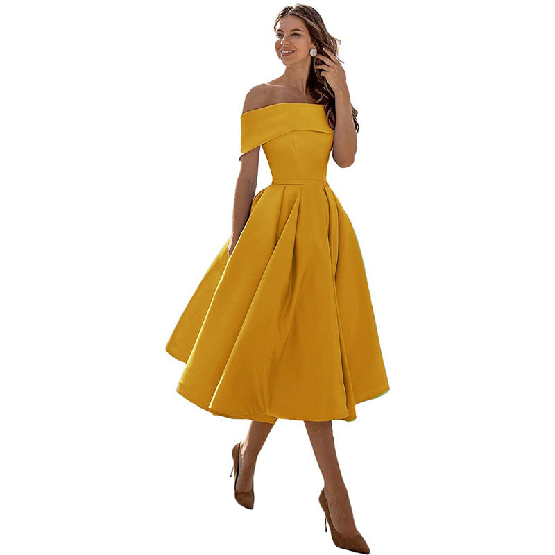 Elegant Off-Shoulder A-Line Dress for Women