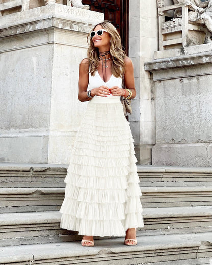Jupe Midi A-Line en Tulle pour Femmes Élégante en Tulle Superposé - Aurelles