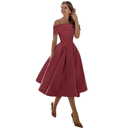 Elegant Off-Shoulder A-Line Dress for Women