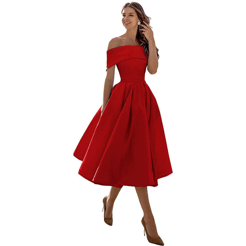 Elegant Off-Shoulder A-Line Dress for Women