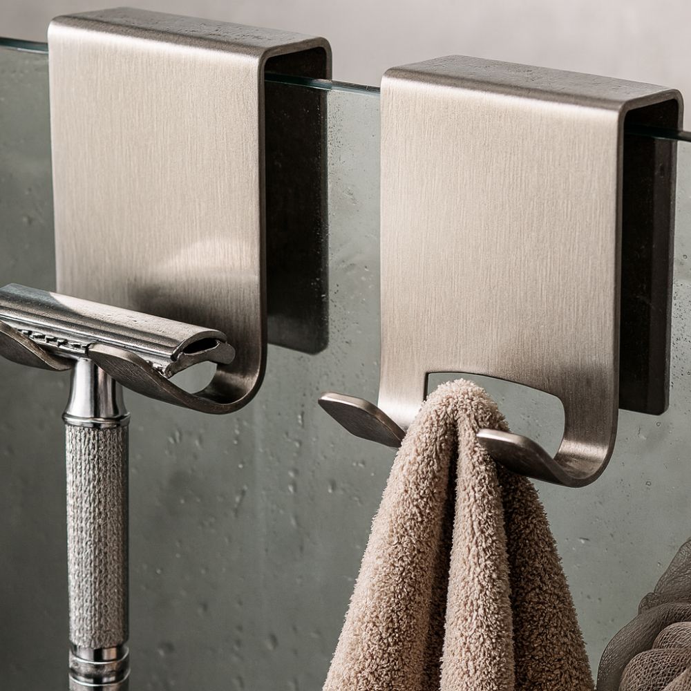 Terra – Crochets de Douche en Acier Inoxydable pour Verre Élégants et Pratiques