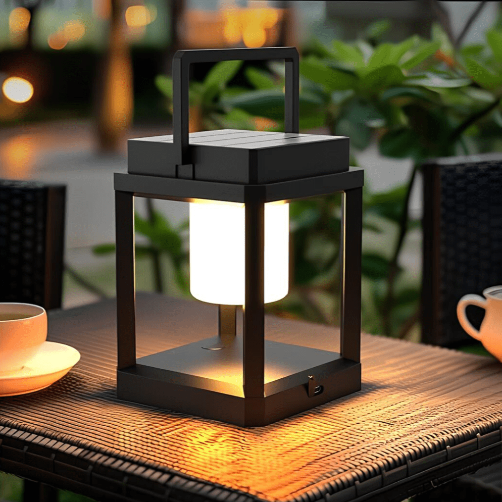 Lanterne Solaire d'Extérieur Portable Rechargeable USB Étanche IP44 pour Jardin Terrasse et Camping