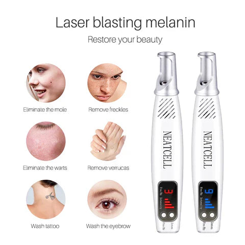 Dual Mode Blue and Red Picosecond Light Pen, Adjustable Intensity for Fading Spots, Freckles and Tattoo Ink