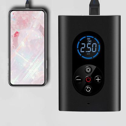Compresseur d'Air Portable Sans Fil pour Voiture Moto Vélo avec Écran Numérique et Lampe LED Intégrée