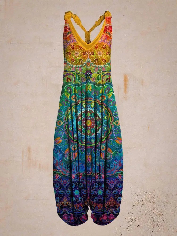 Combinaison Bohémienne Femme - Col Halter - Coupe Ample - Style Harem - Longueur Complète - Aurelles